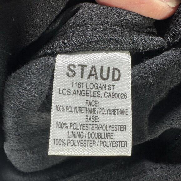 Staud pants womens 8 black faux leather chisel straight leg party designer work - Picture 5 of 7